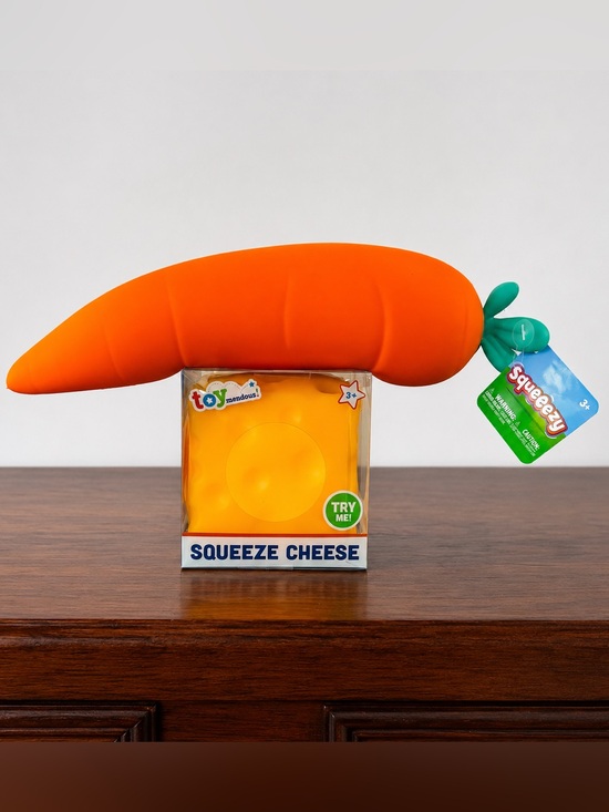Toymendo Other - Toymendous Squeezy Cheese & Jumbo Carrot Squishy Fidget Toy Bundle Sensory